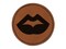 Luscious Plump Lips Round Iron-On Engraved Faux Leather Patch Applique - 2.5"